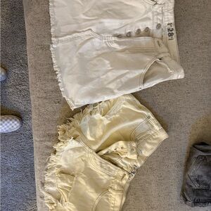 We The Free Cream and White Denim Shorts skirt gone